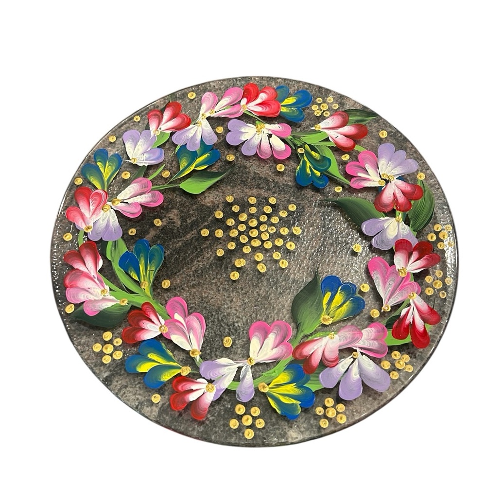 Hand-Painted Floral Decorative Plate